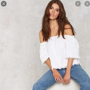 J.O.A. Fray For Me Denim Top